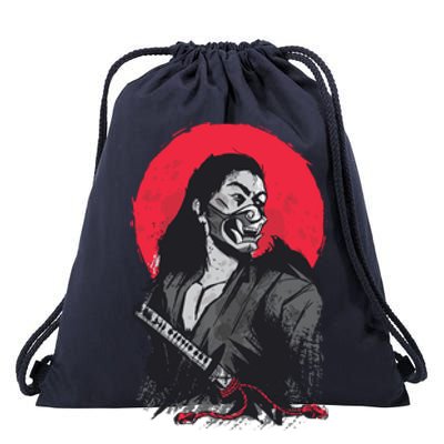 Male Japanese Warrior Drawstring Bag