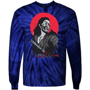 Male Japanese Warrior Tie-Dye Long Sleeve Shirt