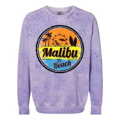 Malibu Beach Retro Circle Colorblast Crewneck Sweatshirt