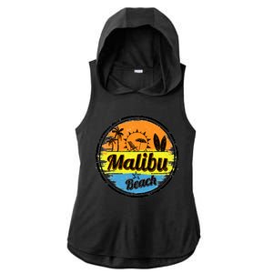 Malibu Beach Retro Circle Ladies PosiCharge Tri-Blend Wicking Draft Hoodie Tank