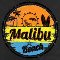 Malibu Beach Retro Circle 7 Panel Mesh Trucker Snapback Hat