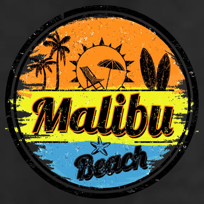 Malibu Beach Retro Circle 7 Panel Mesh Trucker Snapback Hat