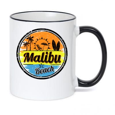 Malibu Beach Retro Circle 11oz Black Color Changing Mug