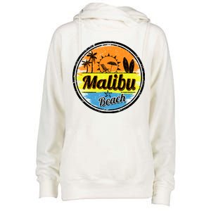 Malibu Beach Retro Circle Womens Funnel Neck Pullover Hood