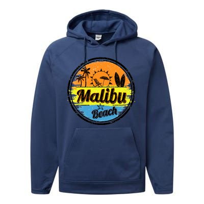 Malibu Beach Retro Circle Performance Fleece Hoodie