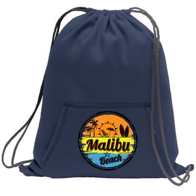 Malibu Beach Retro Circle Sweatshirt Cinch Pack Bag