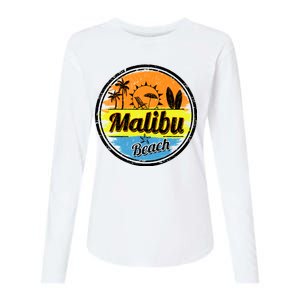 Malibu Beach Retro Circle Womens Cotton Relaxed Long Sleeve T-Shirt