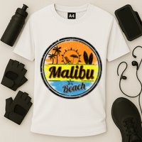 Malibu Beach Retro Circle Cooling Performance Crew T-Shirt