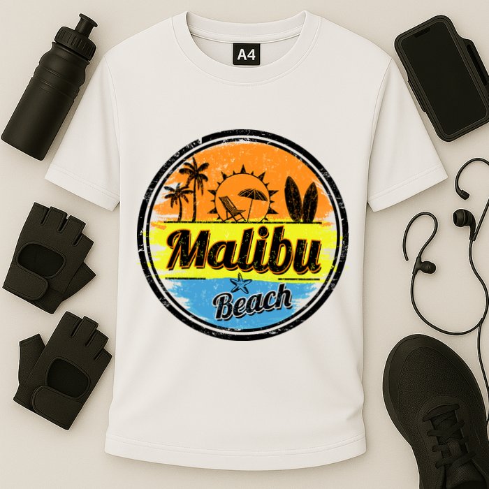 Malibu Beach Retro Circle Cooling Performance Crew T-Shirt