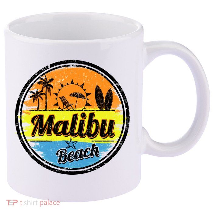 Malibu Beach Retro Circle 11oz C Handle Ceramic Mug