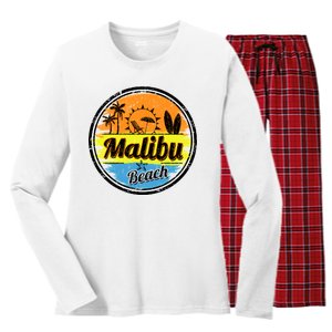 Malibu Beach Retro Circle Women's Long Sleeve Flannel Pajama Set 