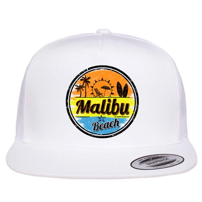 Malibu Beach Retro Circle Flat Bill Trucker Hat