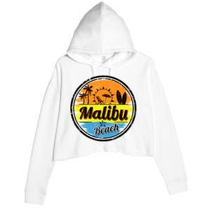 Malibu Beach Retro Circle Crop Fleece Hoodie