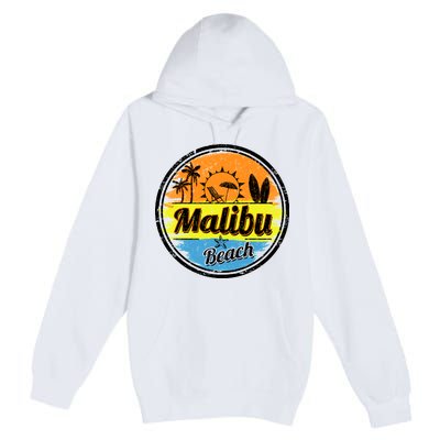 Malibu Beach Retro Circle Premium Pullover Hoodie