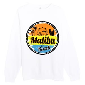 Malibu Beach Retro Circle Premium Crewneck Sweatshirt