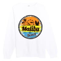 Malibu Beach Retro Circle Premium Crewneck Sweatshirt