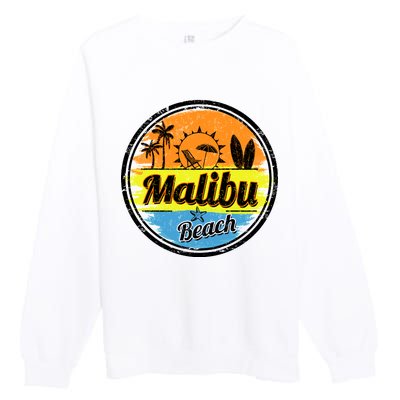 Malibu Beach Retro Circle Premium Crewneck Sweatshirt