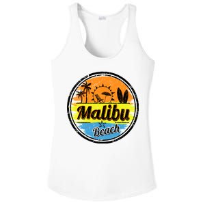 Malibu Beach Retro Circle Ladies PosiCharge Competitor Racerback Tank