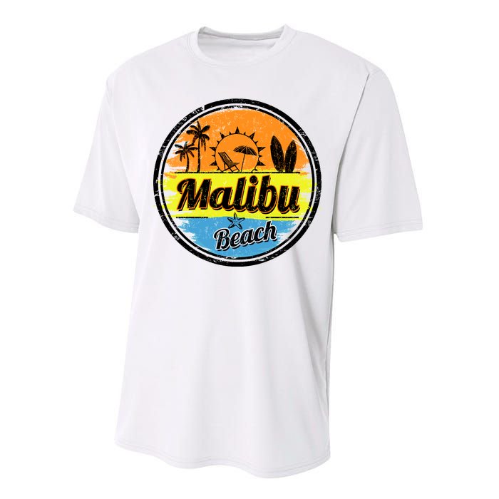 Malibu Beach Retro Circle Performance Sprint T-Shirt