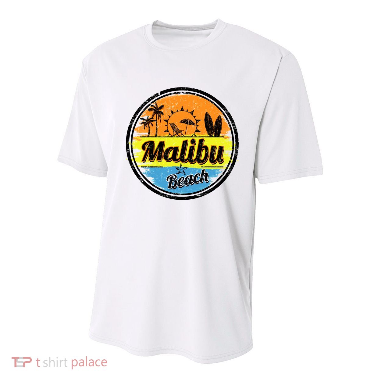 Malibu Beach Retro Circle Youth Performance Sprint T-Shirt