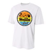 Malibu Beach Retro Circle Youth Performance Sprint T-Shirt