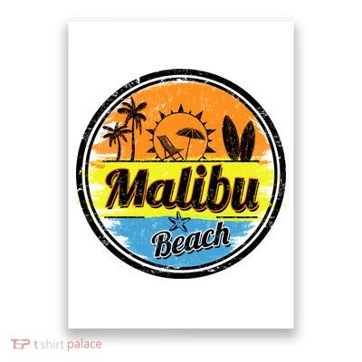 Malibu Beach Retro Circle Poster