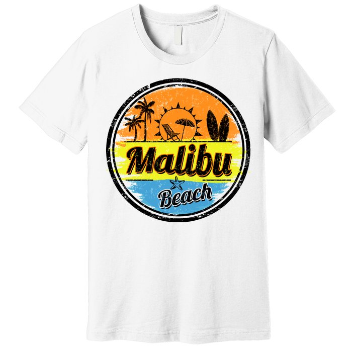 Malibu Beach Retro Circle Premium T-Shirt