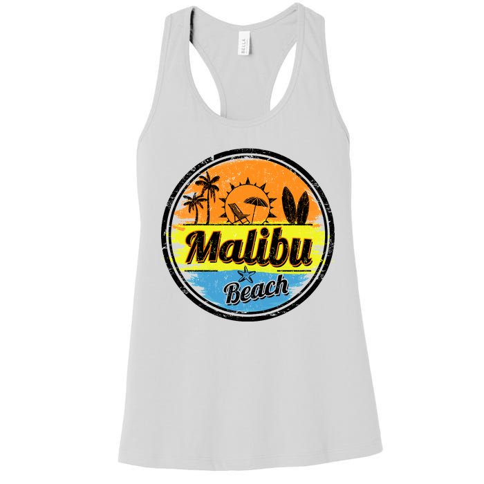 Malibu Beach Retro Circle Women's Racerback Tank