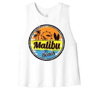 Malibu Beach Retro Circle Women's Racerback Cropped Tank