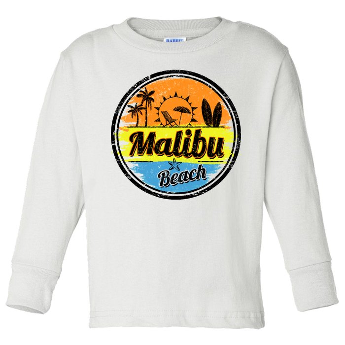 Malibu Beach Retro Circle Toddler Long Sleeve Shirt