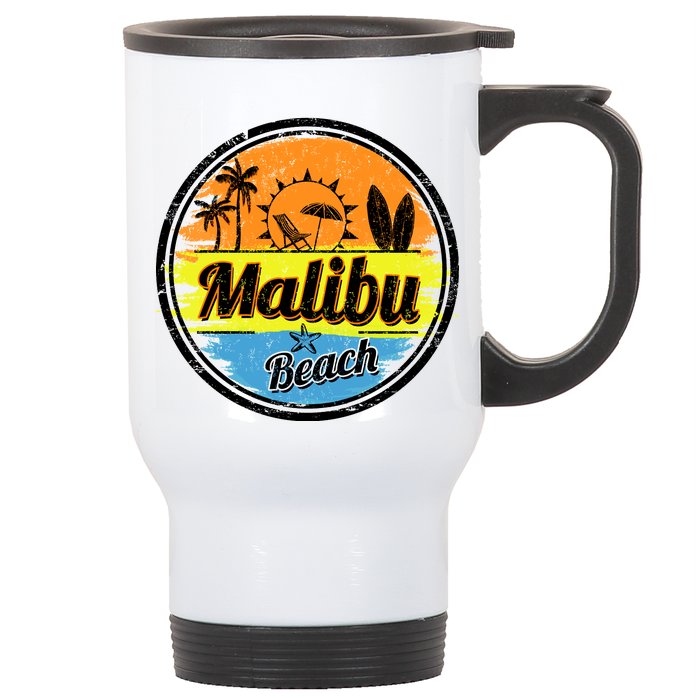 Malibu Beach Retro Circle Stainless Steel Travel Mug