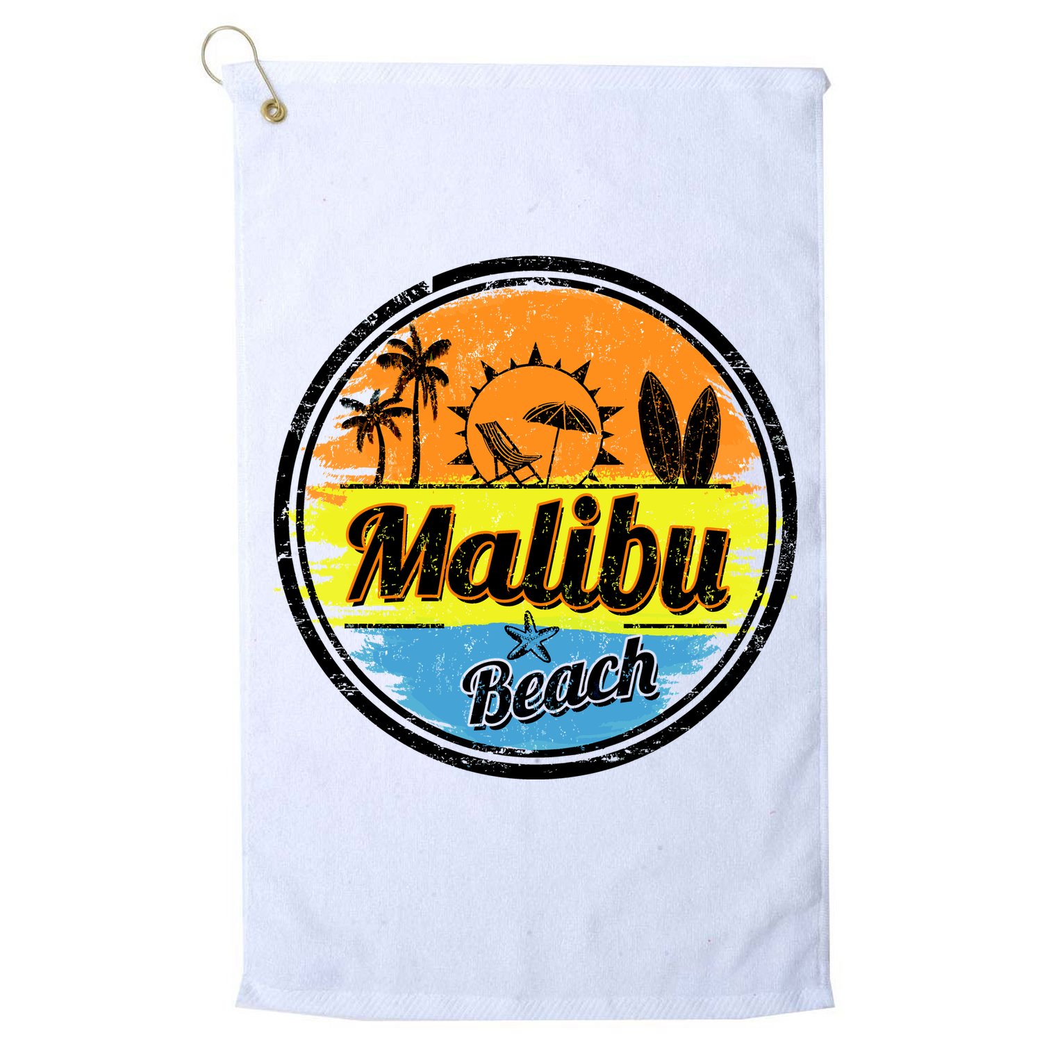 Malibu Beach Retro Circle Golf Towel
