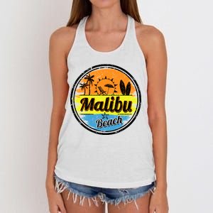 Malibu Beach Retro Circle Women's Knotted Racerback Tank