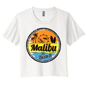 Malibu Beach Retro Circle Women's Crop Top Tee