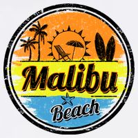 Malibu Beach Retro Circle Ladies Long Sleeve Shirt