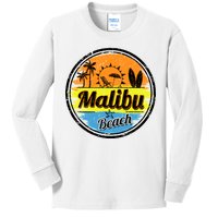 Malibu Beach Retro Circle Kids Long Sleeve Shirt