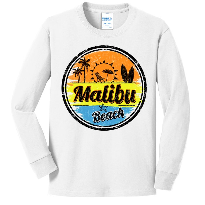 Malibu Beach Retro Circle Kids Long Sleeve Shirt