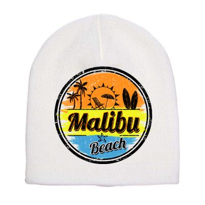 Malibu Beach Retro Circle Short Acrylic Beanie