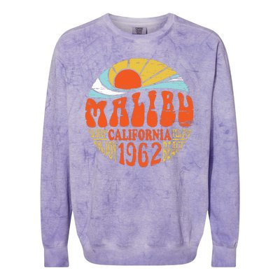 Malibu California Retro Distressed Colorblast Crewneck Sweatshirt