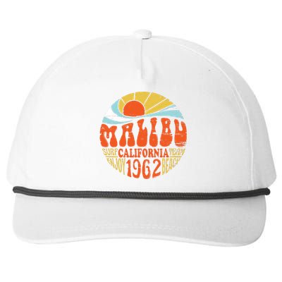 Malibu California Retro Distressed Snapback Five-Panel Rope Hat