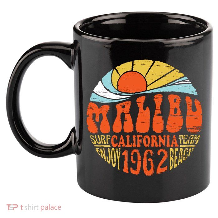 Malibu California Retro Distressed 11oz C Handle Ceramic Mug