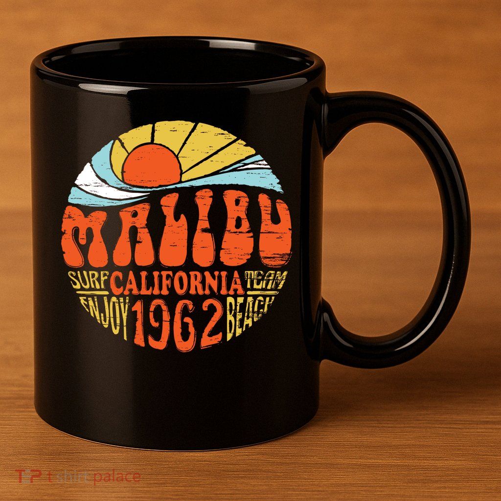 Malibu California Retro Distressed 11oz C Handle Ceramic Mug
