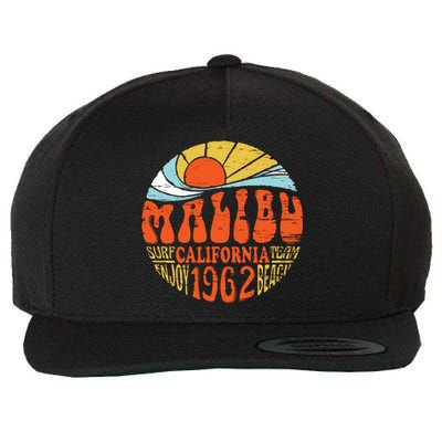 Malibu California Retro Distressed Wool Snapback Cap