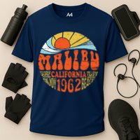 Malibu California Retro Distressed Cooling Performance Crew T-Shirt