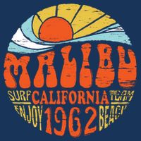 Malibu California Retro Distressed Cooling Performance Crew T-Shirt