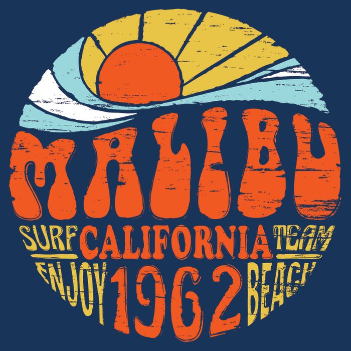 Malibu California Retro Distressed Cooling Performance Crew T-Shirt