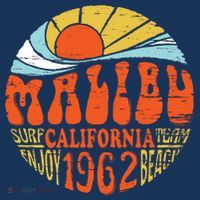 Malibu California Retro Distressed Drawstring Bag