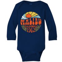 Malibu California Retro Distressed Baby Long Sleeve Bodysuit