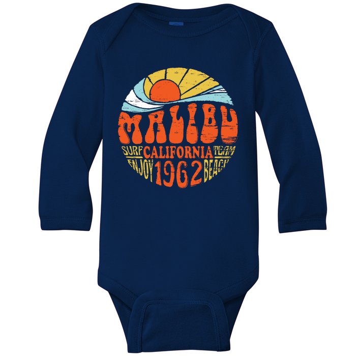 Malibu California Retro Distressed Baby Long Sleeve Bodysuit