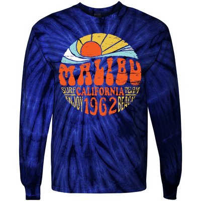 Malibu California Retro Distressed Tie-Dye Long Sleeve Shirt